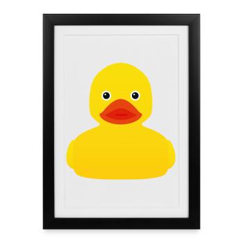 Yellow rubber duck retro pop art - Framed poster (27 × 37 cm) - black - Front