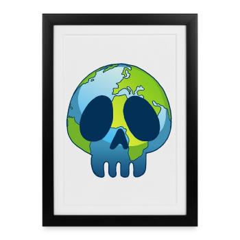 Le crâne de la planète Terre - Affiche encadrée (27 × 37 cm) - noir - Devant