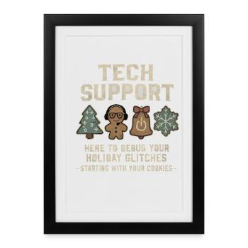 Tech Support Ugly Christmas Sweater Computer Scientist - Framed poster (27 × 37 cm) - black - Front