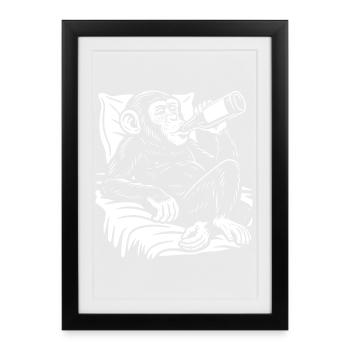 Cheeky Chimp Sips Beer - Framed poster (27 × 37 cm) - black - Front