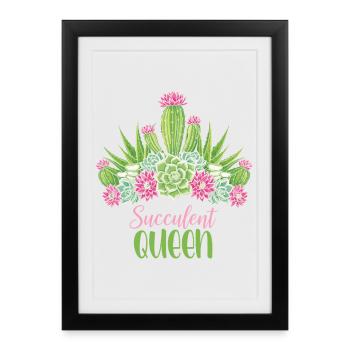 Plantes Succulentes Reine Cactus Femmes - Affiche encadrée (27 × 37 cm) - noir - Devant