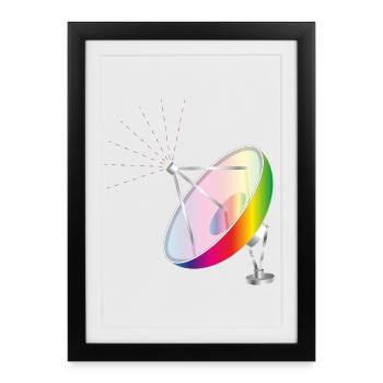Colorful Satellite Dish in Futuristic Style - Framed poster (27 × 37 cm) - black - Front