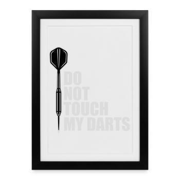 Ne touchez pas à mes fléchettes Avertissement Humour du joueur de fléchettes - Affiche encadrée (27 × 37 cm) - noir - Devant