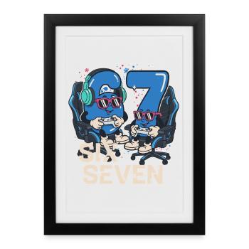 6 7 Six Seven Points Aura Gaming Meme pour enfants - Affiche encadrée (27 × 37 cm) - noir - Devant