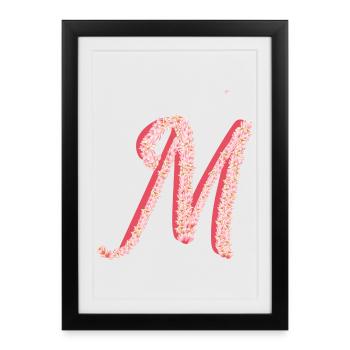 Initial M of pink flowers - Framed poster (27 × 37 cm) - black - Front