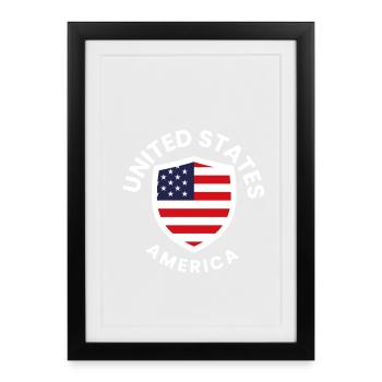 Drapeau américain dans la conception des boucliers - Affiche encadrée (27 × 37 cm) - noir - Devant