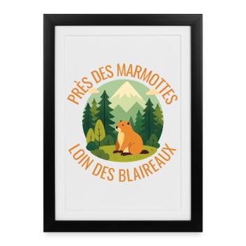 Alpine Marmot in the Forest - Framed poster (27 × 37 cm) - black - Front