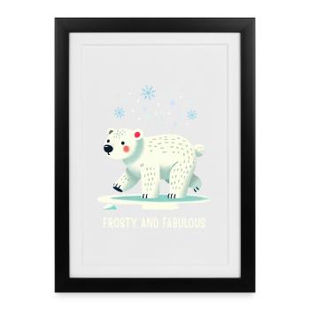 Ours d’hiver givré et fabuleux - Affiche encadrée (27 × 37 cm) - noir - Devant