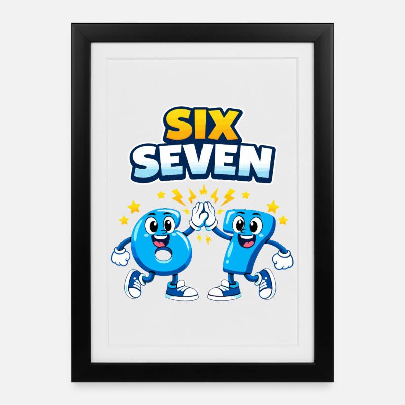 zahl 67 six seven - 6 7 meme - Gerahmtes Poster (27 × 37 cm) - Schwarz