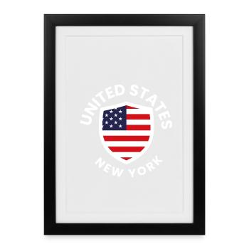 USA NY Patriot Shield - Affiche encadrée (27 × 37 cm) - noir - Devant