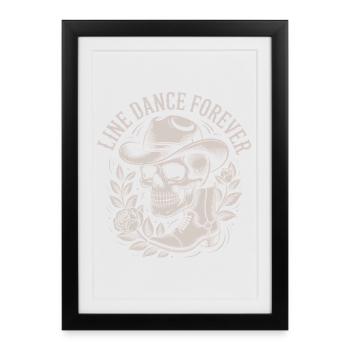 Crâne avec chapeau de cowboy danse en ligne pour toujours - Affiche encadrée (27 × 37 cm) - noir - Devant