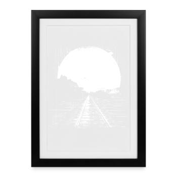 Eisenbahn Zeichnung - Gerahmtes Poster (27 × 37 cm) - Schwarz - Vorne