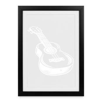 Ukulele Skizze - Gerahmtes Poster (27 × 37 cm) - Schwarz - Vorne