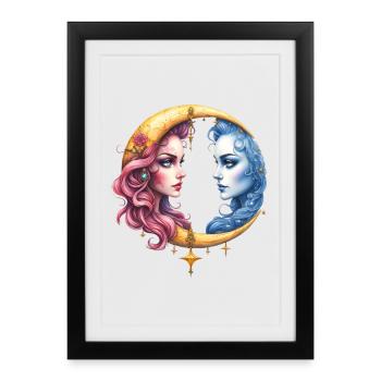 Twin Moon: Faces in Eclipse - Framed poster (27 × 37 cm) - black - Front