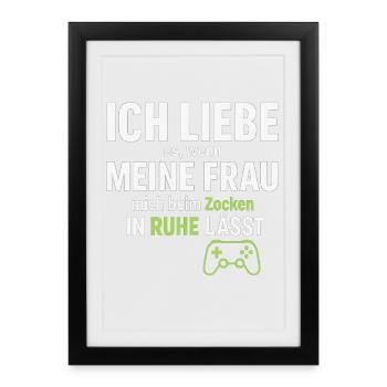 J’aime ma femme – quand elle me laisse jouer - Affiche encadrée (27 × 37 cm) - noir - Devant