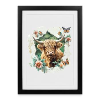 Highland cattle - Framed poster (27 × 37 cm) - black - Front