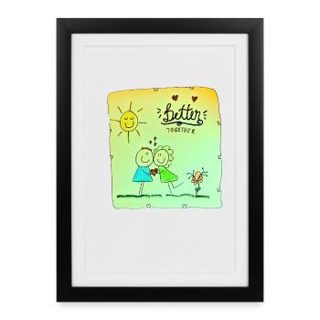 Better together Drawing - Framed poster (27 × 37 cm) - black - Front
