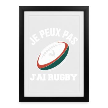 Ich kann nicht, ich habe Rugby. - Gerahmtes Poster (27 × 37 cm) - Schwarz - Vorne