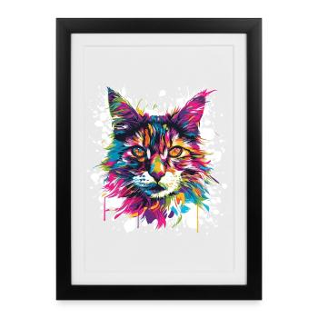 Cat Animal Art - Framed poster (27 × 37 cm) - black - Front