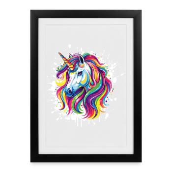Einhorn Portrait Unicorn - Framed poster (27 × 37 cm) - black - Front