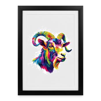 Colorful ram head - Framed poster (27 × 37 cm) - black - Front