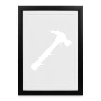 Vecteur de graffiti de l’outil de marteau - Affiche encadrée (27 × 37 cm) - noir - Devant
