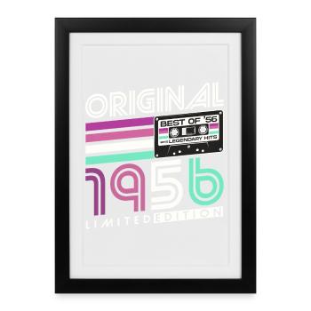 70th Birthday 1956 Vintage Born Retro - Framed poster (27 × 37 cm) - black - Front