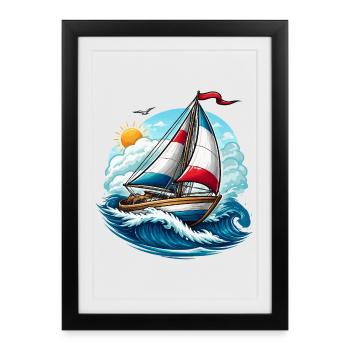 Voilier - Affiche encadrée (27 × 37 cm) - noir - Devant