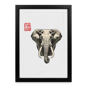 Elephant Asian - Framed poster (27 × 37 cm) - black - Front