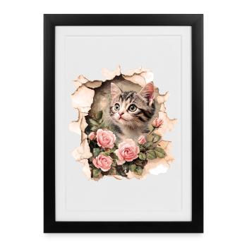 Cat Vintage - Framed poster (27 × 37 cm) - black - Front