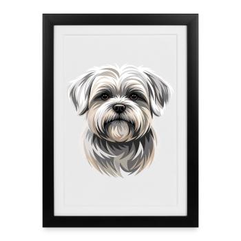 Petit chien maltais aime le doux maltais - Affiche encadrée (27 × 37 cm) - noir - Devant