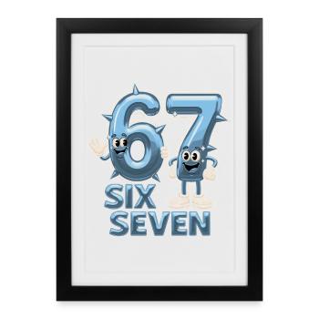 67 Six Seven Y3K Esthétique Mème - Affiche encadrée (27 × 37 cm) - noir - Devant