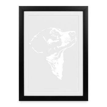 Chien Silhouette Drever Chien Wilsigns - Affiche encadrée (27 × 37 cm) - noir - Devant