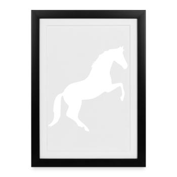 Silhouettes de chevaux Cavalier cadeau blanc - Affiche encadrée (27 × 37 cm) - noir - Devant