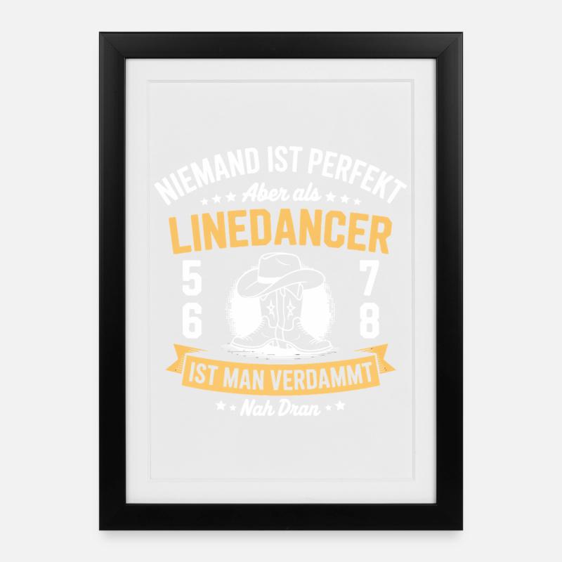 Linedance Country Western Line Dancer - Gerahmtes Poster (27 × 37 cm) - Schwarz