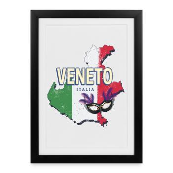 Veneto Italy Retro Region Map Souvenir - Framed poster (27 × 37 cm) - black - Front