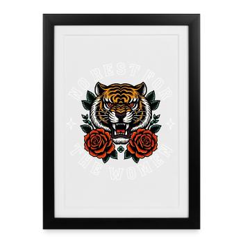 Feminist Tattoo Style No Rest For The Women - Framed poster (27 × 37 cm) - black - Front