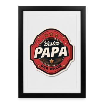 Meilleur Papa des pompiers Cadeau du Meilleur Papa de la Garde - Affiche encadrée (27 × 37 cm) - noir - Devant