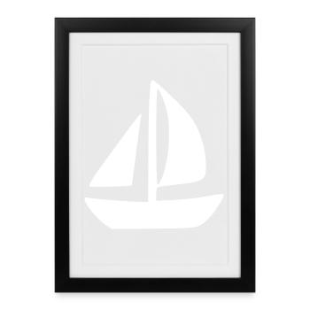 Voilier Voilier Cadeau de Voile - Affiche encadrée (27 × 37 cm) - noir - Devant