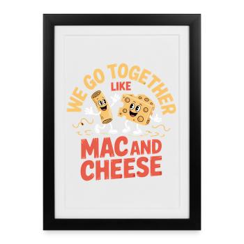 Design du couple de meilleurs amis macaronis au fromage - Affiche encadrée (27 × 37 cm) - noir - Devant