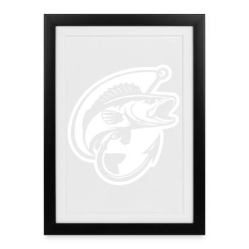 Logo de pêche au brochet - Affiche encadrée (27 × 37 cm) - noir - Devant