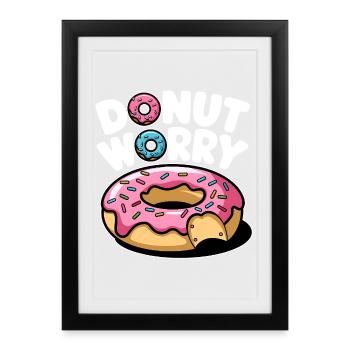 Donut Worry Donut Doux Drôle Drôle - Affiche encadrée (27 × 37 cm) - noir - Devant