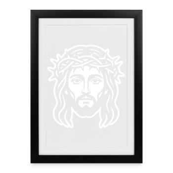 Jesus Christ Head - Framed poster (27 × 37 cm) - black - Front