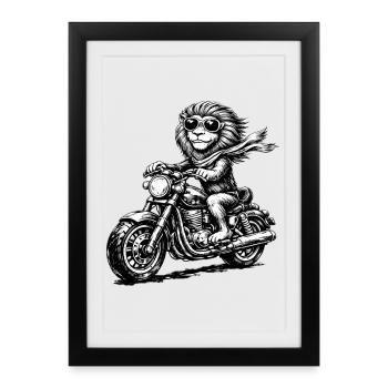 Monkey on Motorcycle Scarf - Framed poster (27 × 37 cm) - black - Front