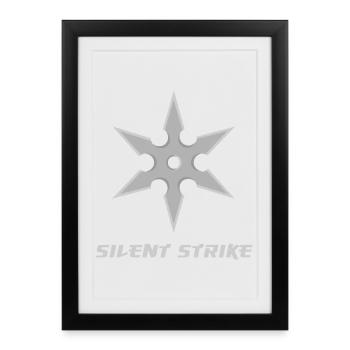 Shuriken Ninja Warrior – T-shirt Arts Martiaux - Affiche encadrée (27 × 37 cm) - noir - Devant
