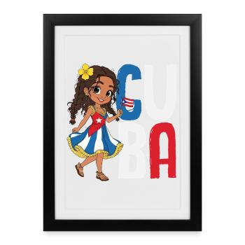 Cuba Pride & Home - Design du drapeau de Cuba - Affiche encadrée (27 × 37 cm) - noir - Devant