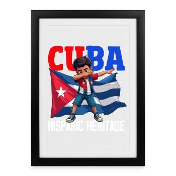 Cuba Pride & Home - Design du drapeau de Cuba - Affiche encadrée (27 × 37 cm) - noir - Devant