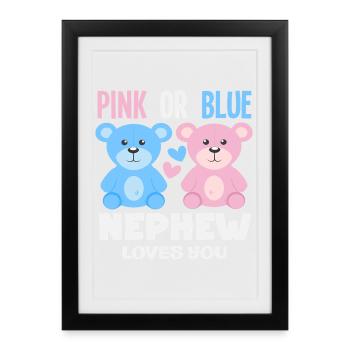 Rose ou bleu Neveu t’aime - Affiche encadrée (27 × 37 cm) - noir - Devant