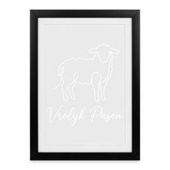 Vrolijk Pasen, Schattig Lammetje Shirt, Hoodie  - Gerahmtes Poster (27 × 37 cm) - Schwarz - Vorne