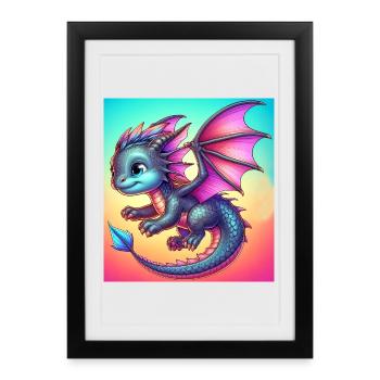 dragon - Framed poster (27 × 37 cm) - black - Front